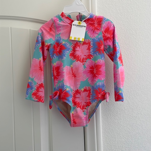Shade Critters NEW girls Floral Full Rashguard Swimsuit - Picture 6 of 8